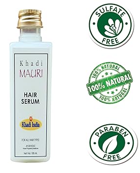 Khadi Mauri Herbal Hair Serum - Complete Hair Nourishment & Silky Soft Hair - SLES & Paraben Free, White, 100 ml