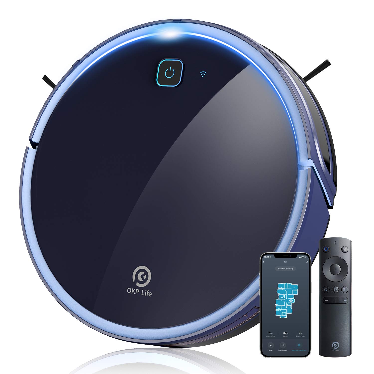 OKP K7 Robot Vacuum Cleaner WiFi Connected Robot Vacuum Large Dustbin