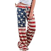 iniber Women's Comfy Pajama Pants Casual Lounge Pant Wide Leg Palazzo Stretch Drawstring Bottoms