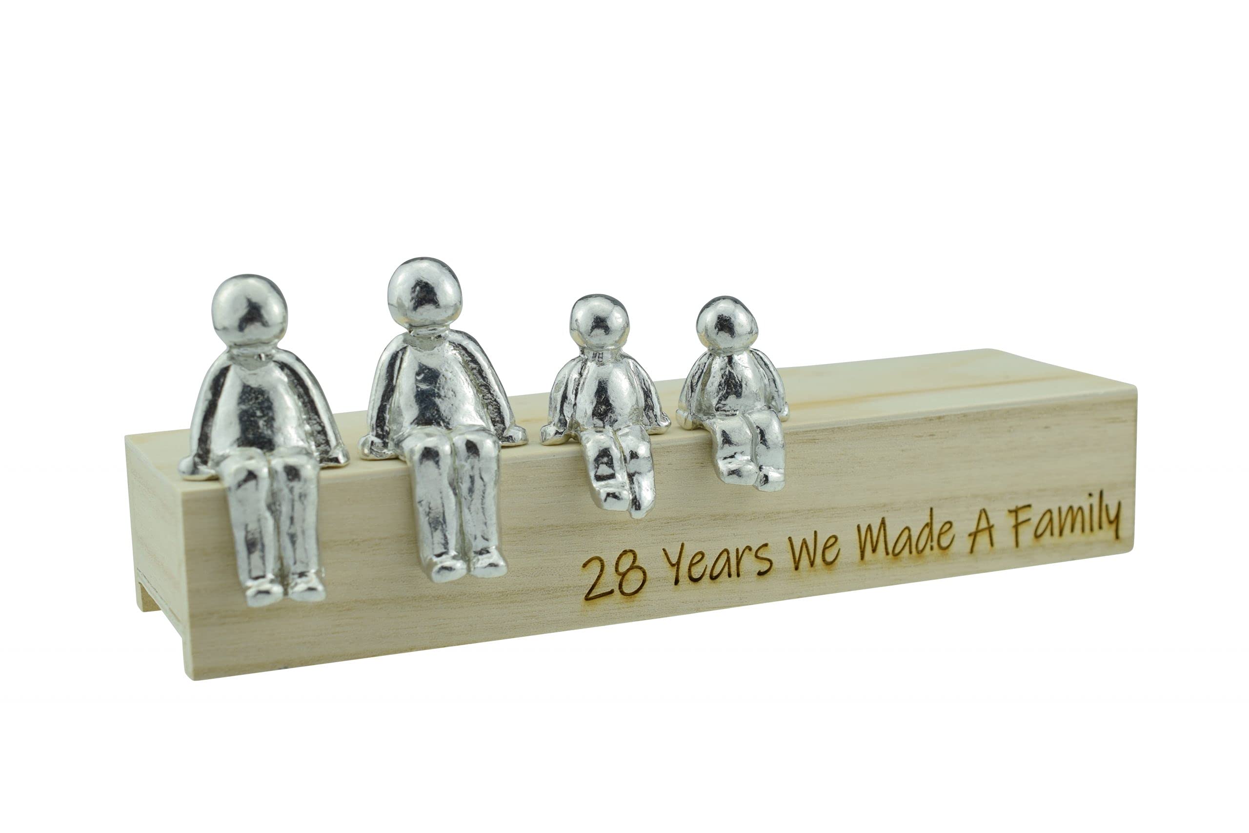 Pirantin 28th Anniversary Idea - 28 Years We Made A Family Metal Ornament - Choose Your Family Combination Box & Woodgrain May Vary(2 Children)