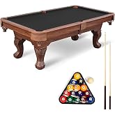 EastPoint Masterton 2.0 Pool Table, 2 Pool Cues, Balls, Chalk, Rack &amp; Cover | Leveling Legs for Uneven Floors, Cushioned Rails for Consistent Bounce, Brush &amp; Cover Included, For Billiards Play