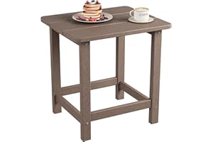 Garvee HDPE Adirondack Square Outdoor Side Table, Weather Resistant and Easy Assembly Patio End Table, Durable Small Patio Ta
