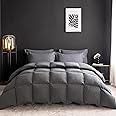 WENERSI Feather Down Comforter Full/Queen Size,Hotel Style Bedding Comforter,750+ Fill Power,1200TC,100% Organic Cotton Fabric,All Season Grey Duvet Insert with 8 Corner Tabs