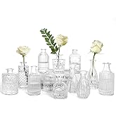 TBWIND Glass Bud Vases Set of 12, Small Vases for Centerpieces, Vintage Mini Vases for Wedding Decor, Clear Glass Bud Vase in Bulk, Office and Home Table Flower Décor