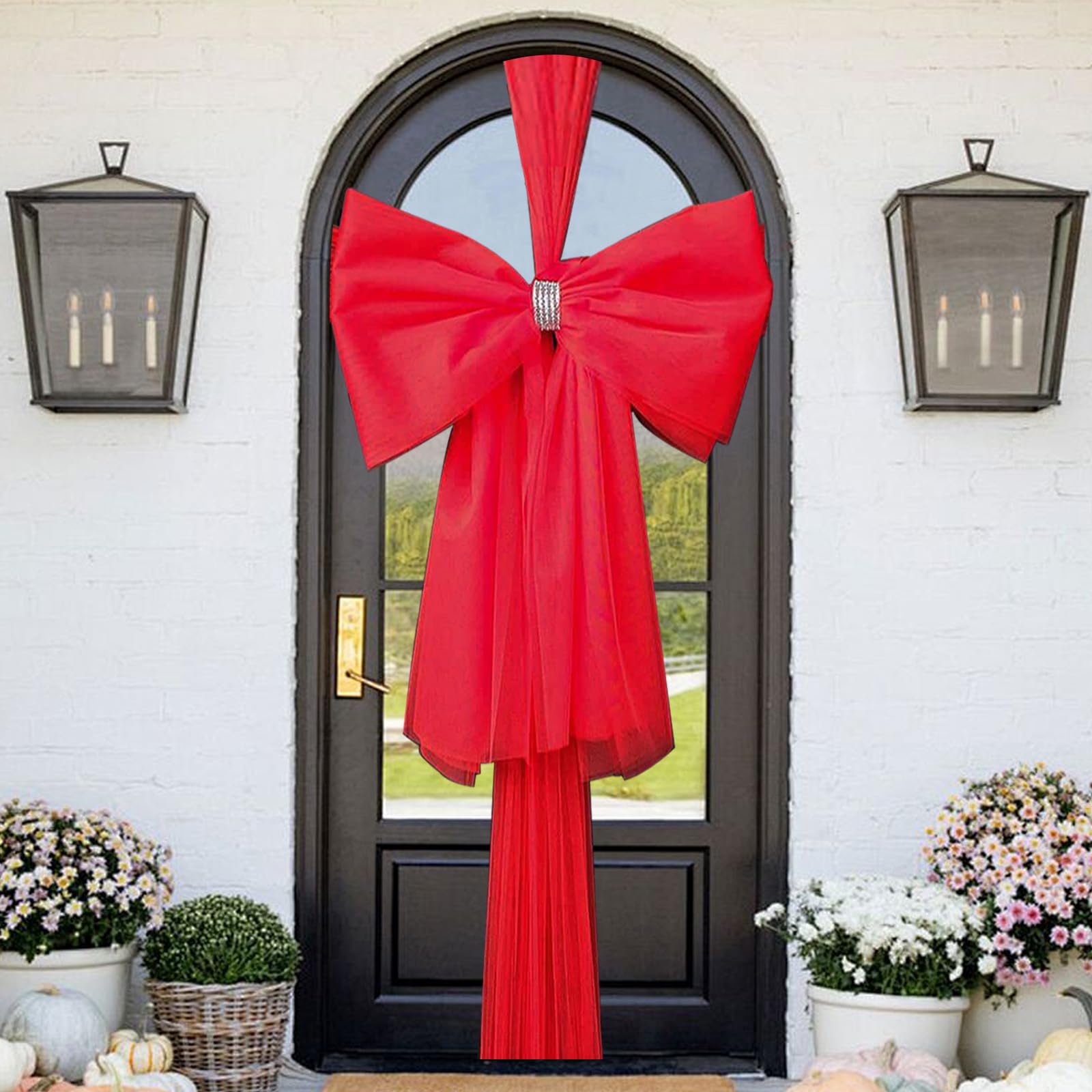 Fox Bunny Christmas Decorative Door Bow With Diamante Decoration - DIY Xmas Baby Shower Wedding Celebration - Festive Season