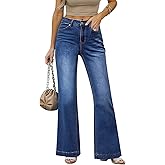 Metietila Wide Leg Jeans for Women Mid-Rise Stretchy Baggy Jeans Distressed Denim Pants Trendy