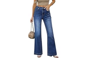 Metietila Women's Mid-Rise Flare Jeans Distressed Baggy Wide Leg Jeans Stretch Denim Pants
