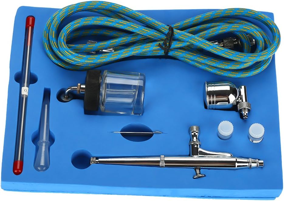 Yudanny Airbrush Set Paint Spray Gun Kit Professional Airbrush Gun with 0.2mm/0.5mm Nozzles and Needles for Cake Making, Nail Art, Tattoo, Crafts, Car Body - Ship from UK