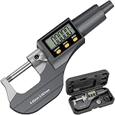 HDLNKAK Digital Outside Micrometer 0-1&rdquo;, 0.00005"/0.001mm Precision(Gray) | Micrometer Precision Carbide Tipped Measuring Tool, Inch/Metric Dual Reading, Machinist Thickness Gauge with Large LCD