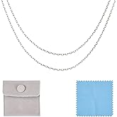 Pandahall 1M 925 Sterling Silver Cable Chains Bracelet Necklace Jewelry Chains Unwelded Silver Oval Link Chains for Permanent Jewelry Making with Polishing Clothe & Velvet Bags