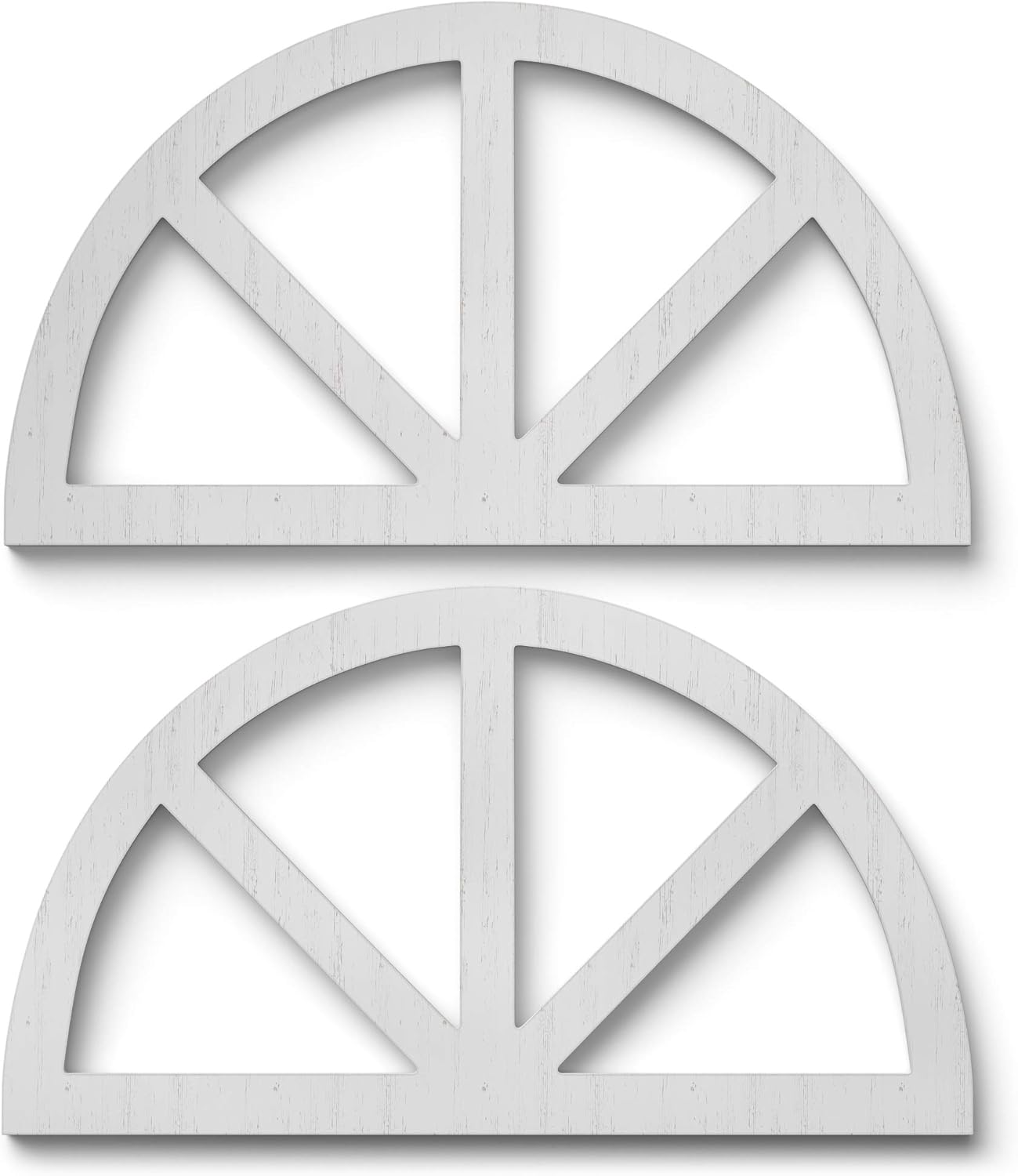 Barnyard Designs Rustic Wood Cathedral Arch Window Frame, Decorative Arched Window Pane Wall Art, Vintage Farmhouse Country Decor, White, 30" x 17", Set of 2