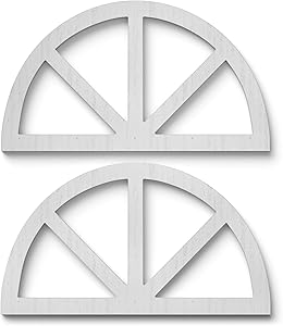 Barnyard Designs Rustic Wood Cathedral Arch Window Frame, Decorative Arched Window Pane Wall Art, Vintage Farmhouse Country Decor, White, 30" x 17", Set of 2