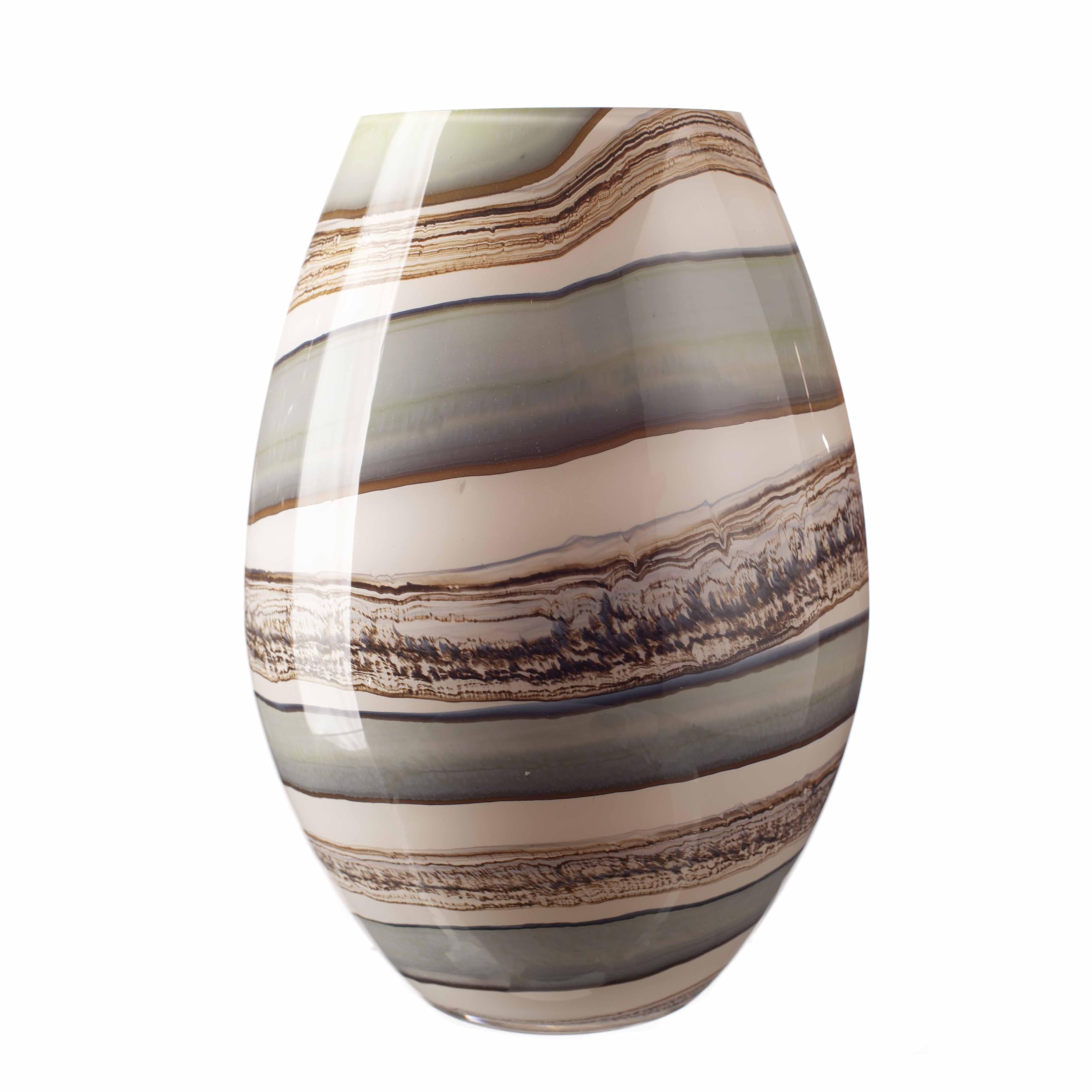 Smoked Meadows Glass Vase in Sage, Grey, Cream & Brown
