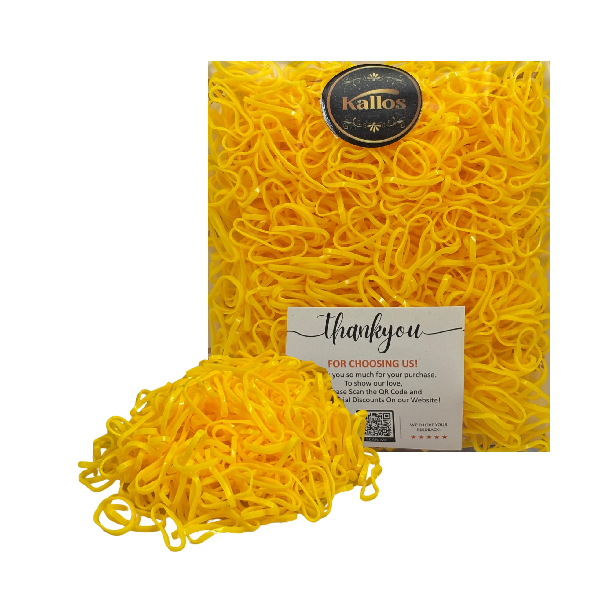 500 Pack No-Damage Hair Bands, Stylish Rubber Bands, Hair Accessories for Girls - Embrace Effortless Style with Elastic Ties by Kàllos (yellow, 20mm)