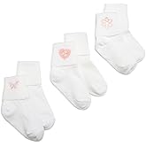 Jefferies Socks Baby Girl Collection Appliques, 3 Pack, White