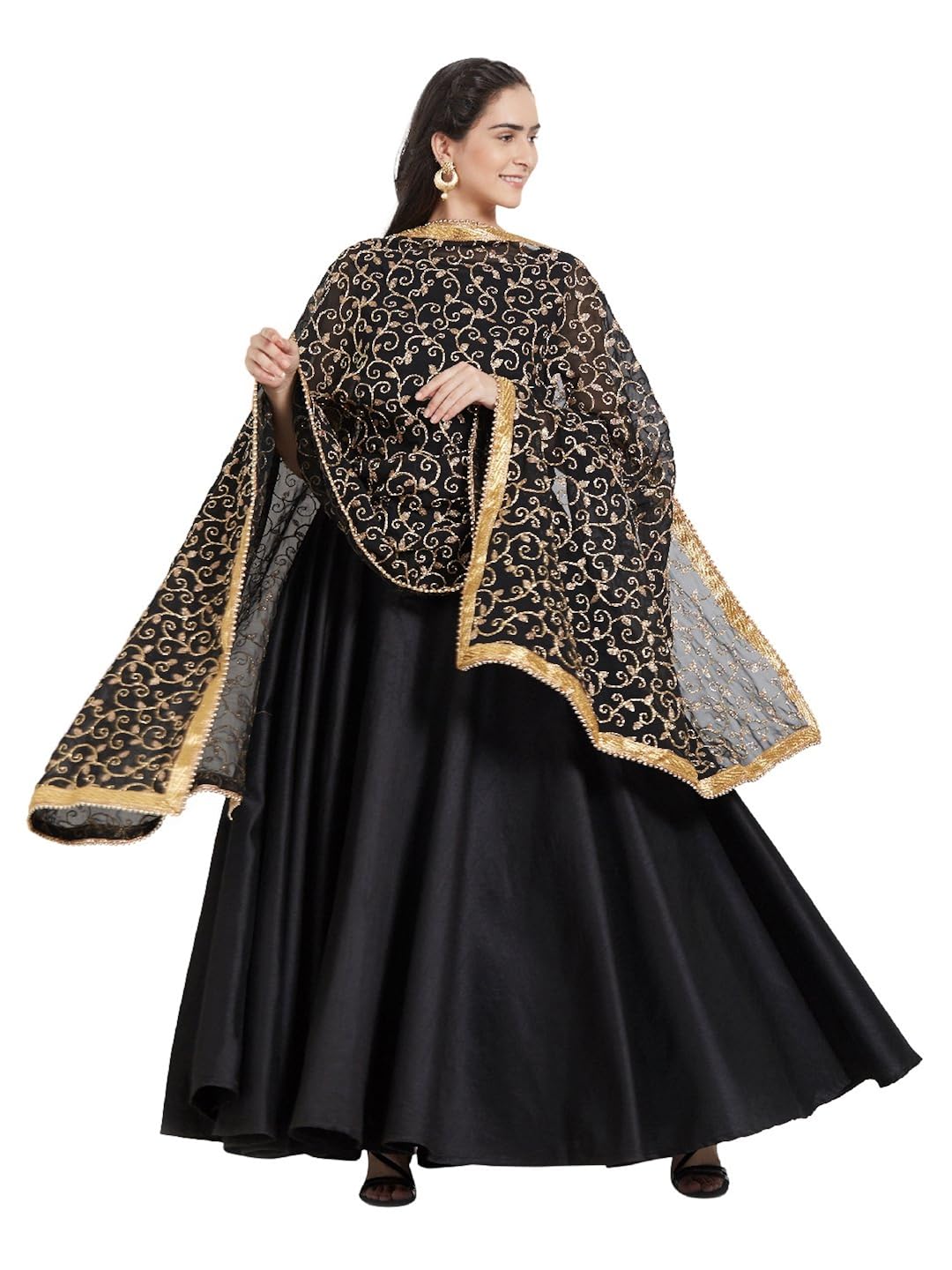 dupatta bazaar woman's gold embroidered georgette dupatta