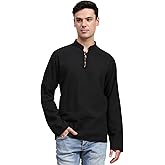 SKAVIJ Men’s Handloom Cotton Kurta Wooden Loop Button Casual Shirt