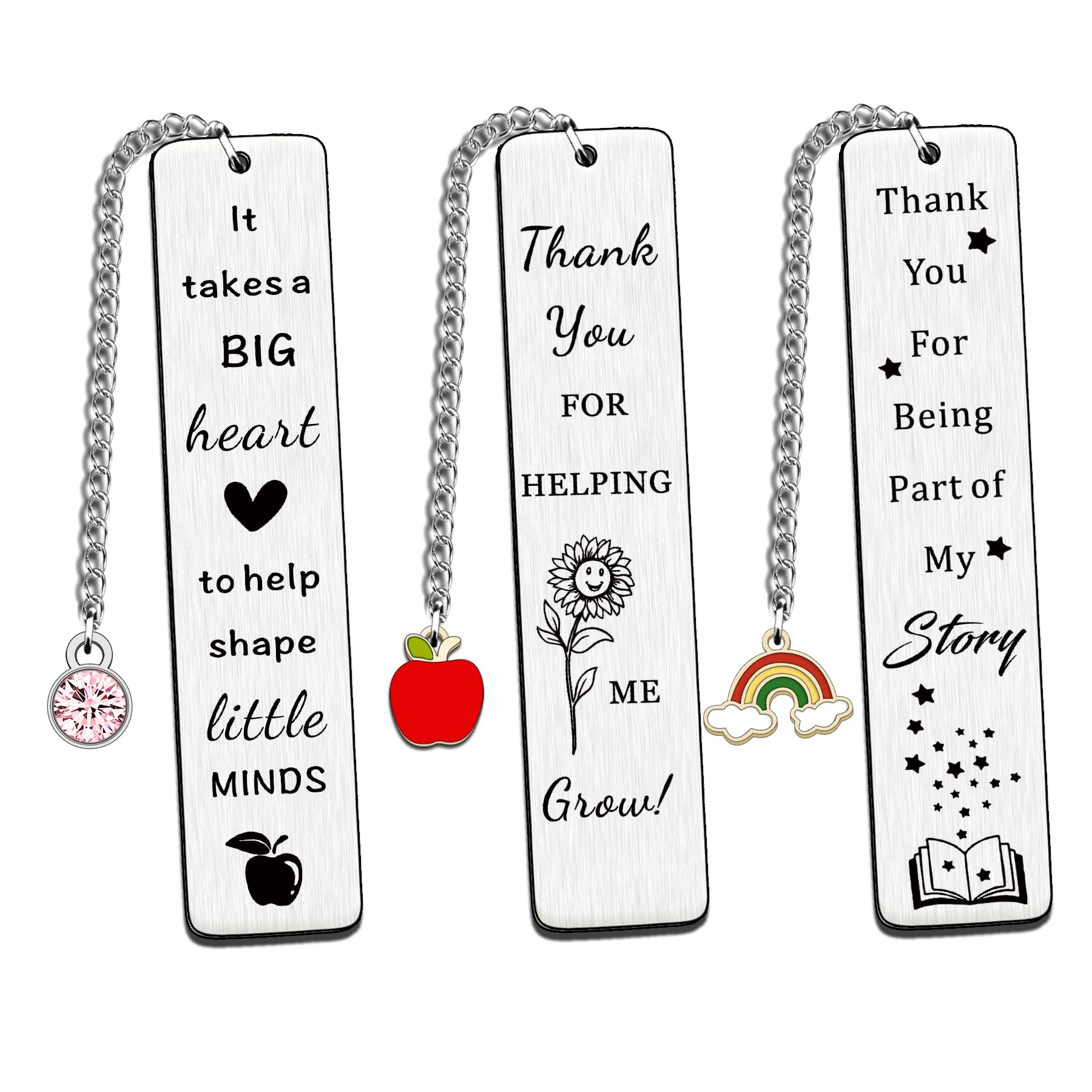 HULALA 3 PCS Thank You Teacher Bookmark Gifts for Women Men Appreciation Gifts for Teacher Leaving End of Term Retirement Christmas Birthday