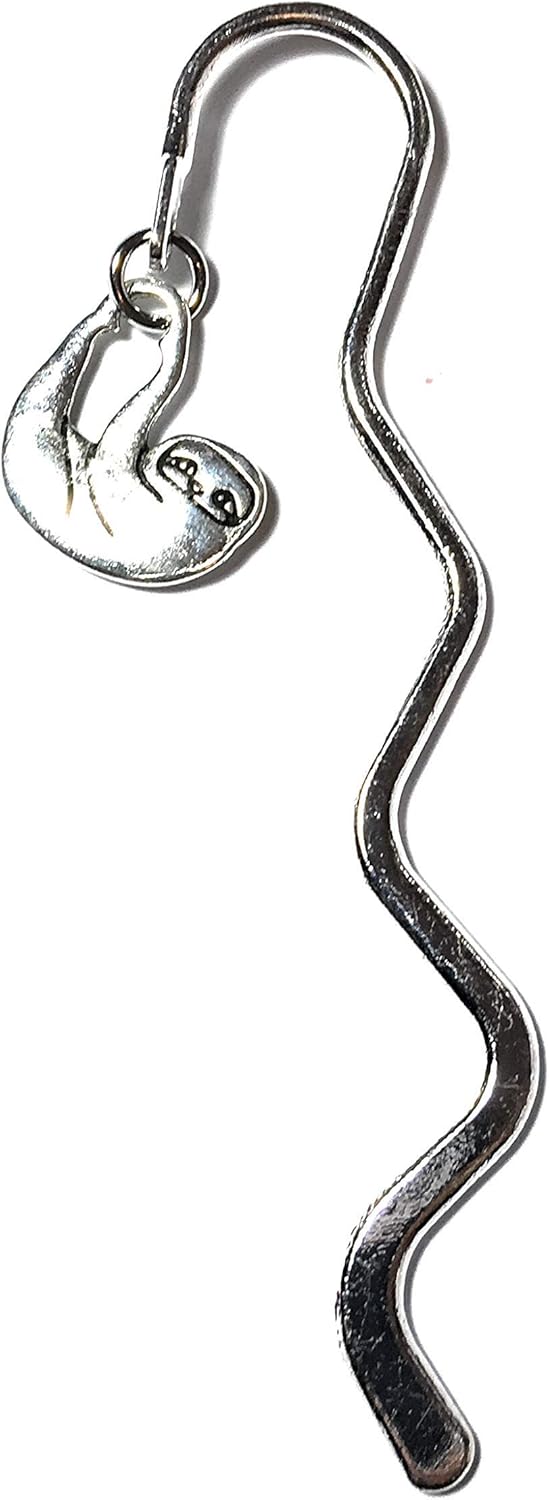 FizzyButton Gifts Silver Tone mini Bookmark with Small Silver Tone Sloth Charm, in Gift Bag