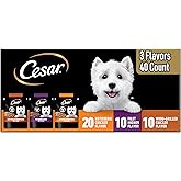 Cesar Filets in Gravy Wet Dog Food Rotisserie Chicken Flavor, Filet Mignon Flavor, and Wood-Grilled Chicken Variety Pack, Wet Food for Dogs, 1.76 oz. Mini-Pouches, 40 Count