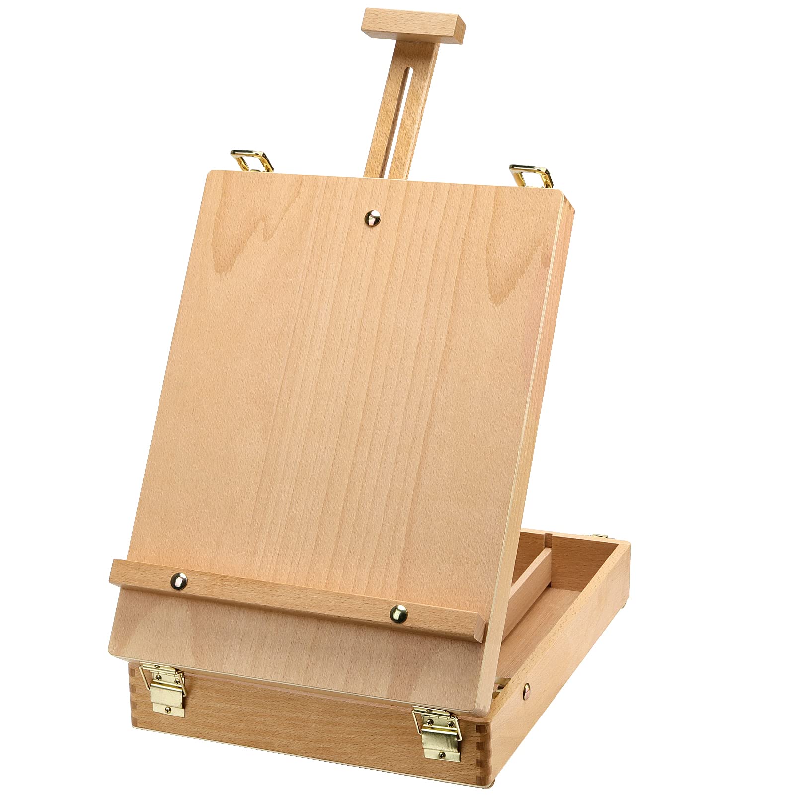 ZEONHEI Wooden Table Box Easel, Adjustable Sketchbox Painting Storage Box, Portable Art Easel for Painting, Drawing, Artists