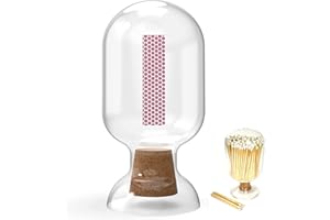WINECRAFT 4oz Small Size Glass Cloche Jar | Holds 2" Matches, Cotton Swabs, Toothpicks, Etc. | Decorative Upside Down Match Holder for Candle Display Clotch (4 ounce)