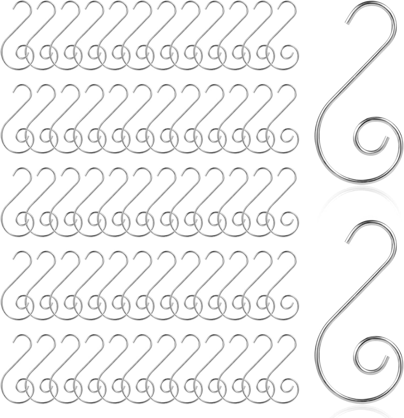 Ornament Hooks - SAVITA 100pcs Ornament Hooks Christmas Tree, Christmas Hooks Christmas Tree Ornament Hooks Christmas Tree Hooks for Ornaments Hanging Decorations (Silver)