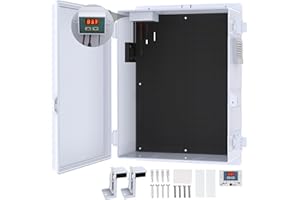 Akwscyby Outdoor Electrical Box, Waterproof Electrical Junction Box IP65 ABS Plastic Enclosure with Fan & Thermostat, Mounting Plate and Hinged Lid (15.7" H x 11" L x 5.9" W)