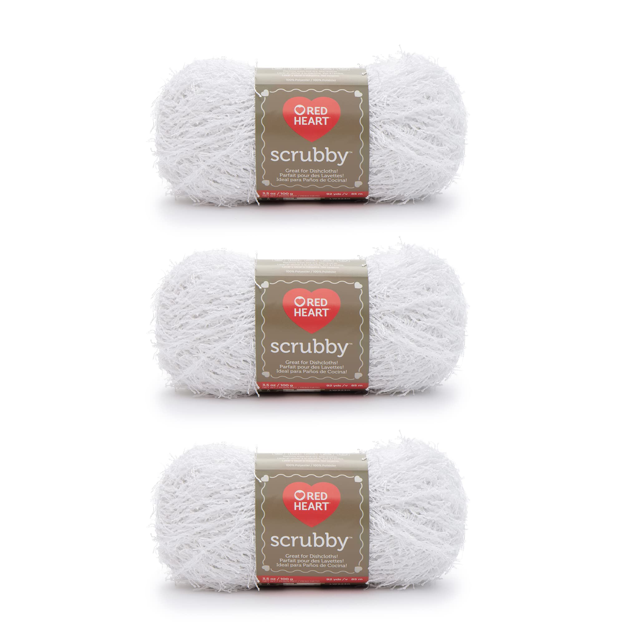 Red Heart Scrubby Yarn, 3 Pack, Coconut 3 Count