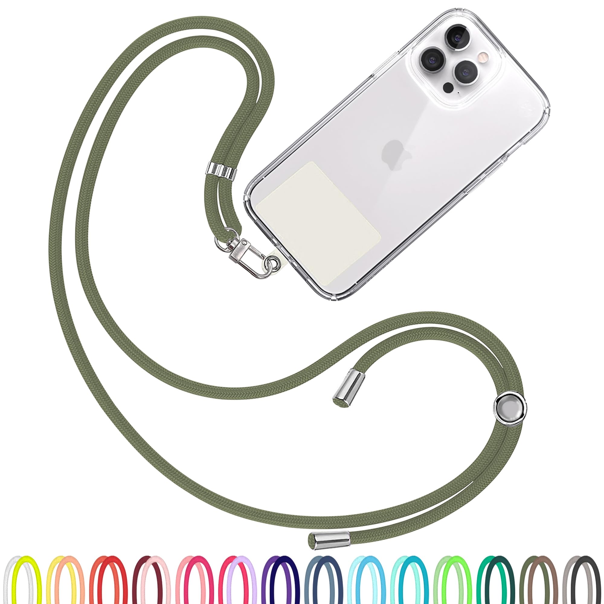 TBOC Cell Phone Lanyard [Army Green] - Comfortable Universal Smartphone Lanyard - Easy to Use Neck Phone Holder [White Ice Patch] - Adjustable Length Phone Strap Crossbody - Fits All Mobile Phones