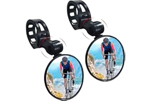 Bike Mirror 2 Pieces Adjustable Rotatable Wide Angle Bicycle Handlebar Mirror Shockproof Acrylic Convex Cycling Rear View Mir