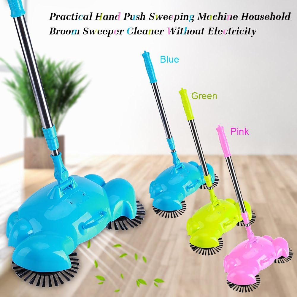 Kehrmaschine Praktische Haushalt Hand Push Sweeper Besen 360 Grad Drehbar Reinigung Maschine Ohne Strom Blau Kuche Haushalt Wohnen Haushaltsreiniger Staubsauger