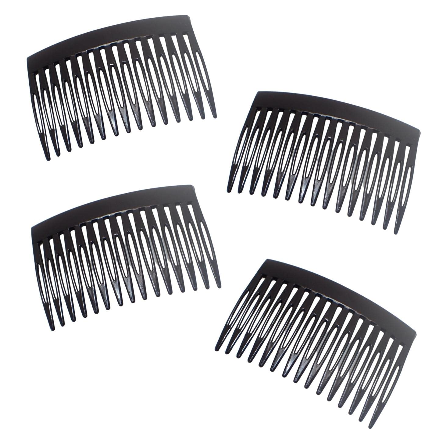 Topkids Accessories Set Of 4 Hair Comb Slides For Women, Ladies, Girls French Side Combs Strong Hold Hair Clips Clip Hair Slide for Thick and Fine Hair (7cm / 2.7", Black)