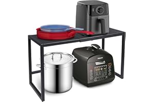 CIDAZIYA Expandable Metal Storage Shelves, 110LBS Heavy Duty Shelving Units and Storage For Pots Pans Small Appliances, Adjustable Metal Storage Shelf Rack For Kitchen Cabinets Closet Pantry Warehouse Garage