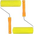 YLTOLOO 2 Pcs Textured Paint Roller Covers with 2 Frames Set, 8 inch Foam Drywall Texture Paint Rollers, House Paint Roller Covers for Art Painting Walls Ceilings