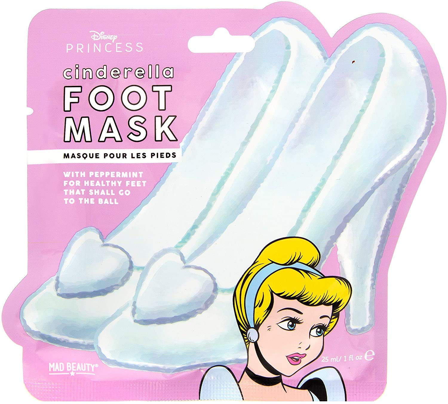 MAD BEAUTY Disney Princess Cinderella Foot Mask, Peppermint Infused To Keep Feet Healthy, Relax & Unwind, Self-Care, Beauty Gift, Body Care