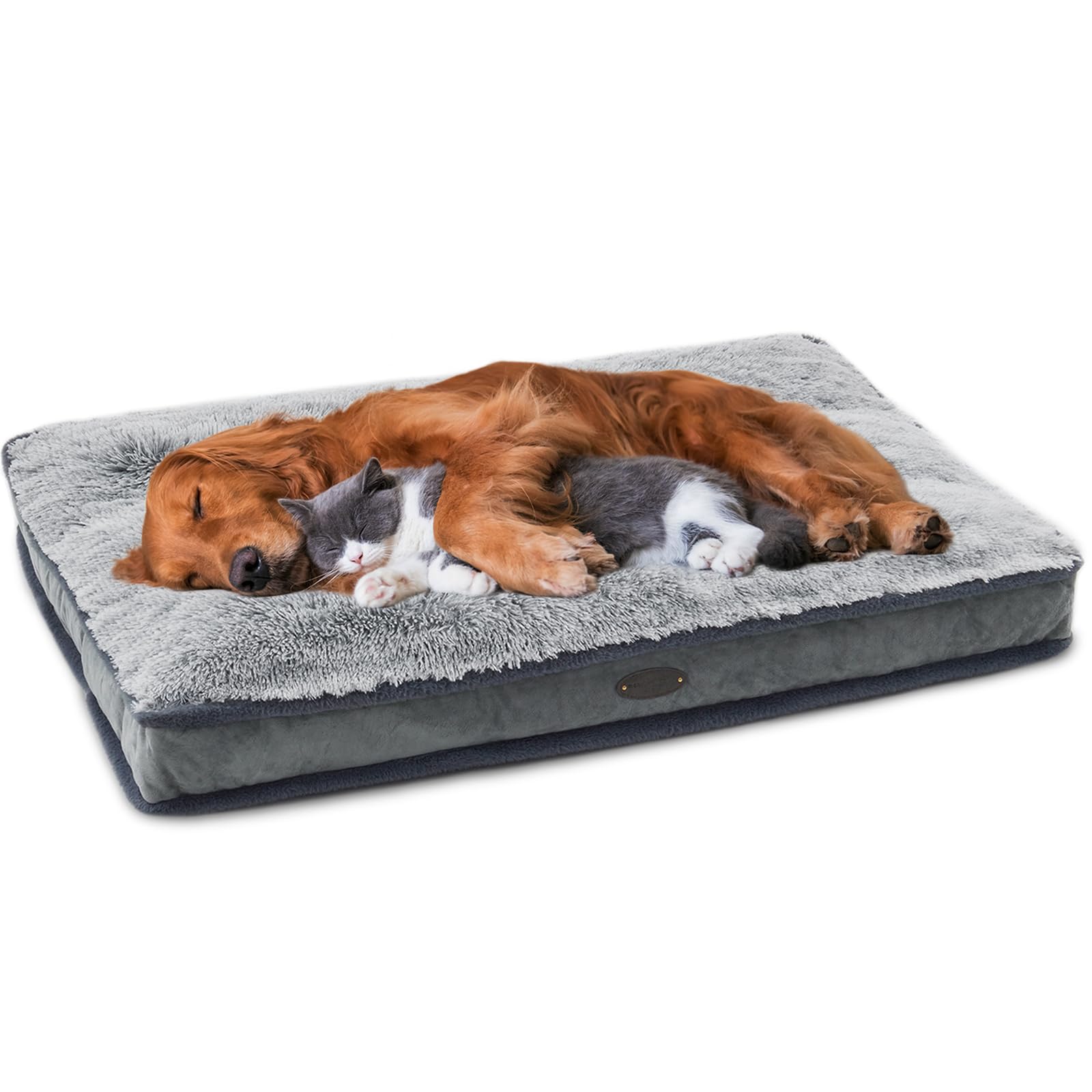 Photo 1 of DEBANG HOME Dog Bed for Medium Dogs Breeds, Deluxe Plush Dog Crate Beds, Comfy Kennel Pad, Pet Sleeping Mat, Waterproof, Removable and Machine Washable Cover & Non-Slip Bottom, 36"X23" Grey