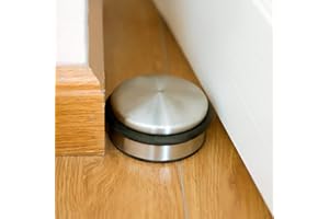 KINJOEK Heavy Duty No Drill Door Stopper, Stainless Steel Door Stop, Surrounded with Protective Rubber Bands Anti-Slip Door Wedge for Office, Home, Garage, Laundry Door