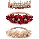 BFNAAgirl Baby Girl Floral Headband Nylon Flower Crown Elastic Hairband 3pcs Hair Accessories Gift for Girls (9562)