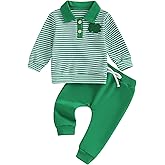 Amnnchya Toddler Baby Boy Valentines Outfit Heart Stripes Sweatshirt Solid Pants Kids Little Boys St Patricks Clothes Set