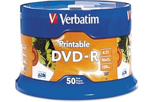 Verbatim 4.7GB up to 16x White Inkjet Printable Recordable Disc DVD-R, 50-Disc Spindle 95137