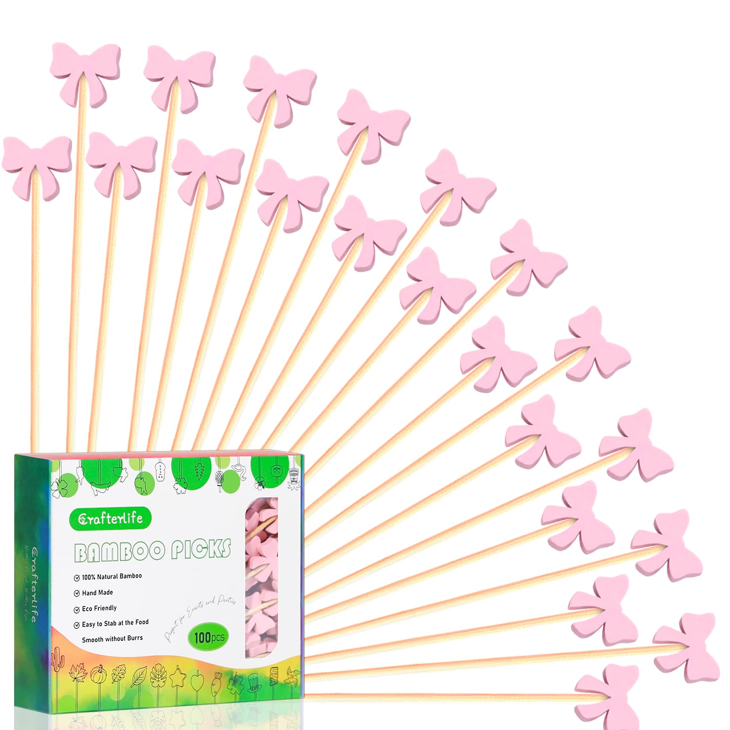Photo 1 of 100Pcs Pink Bow Decorations Cocktail Picks Pink Bows Theme Decor Toothpicks Sticks Food Sandwich Skewers Appetizer Charcuterie Garnish for Valentines Galentines Day Birthday Bow Themed Party Supplies1064715339
