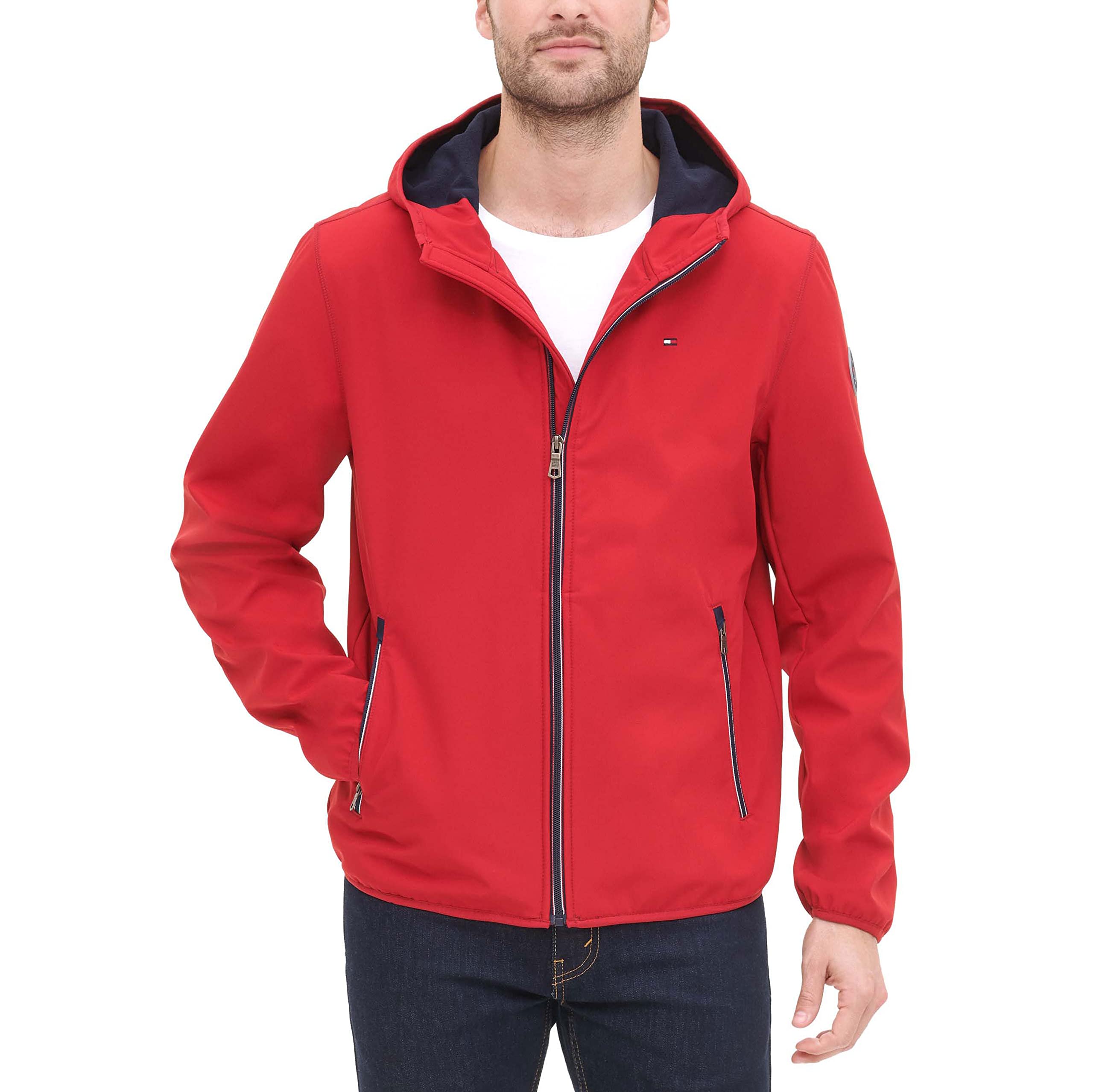Tommy Hilfiger Men's Hooded Performance Soft Shell Jacket, Red Berry, XXX-Large Image