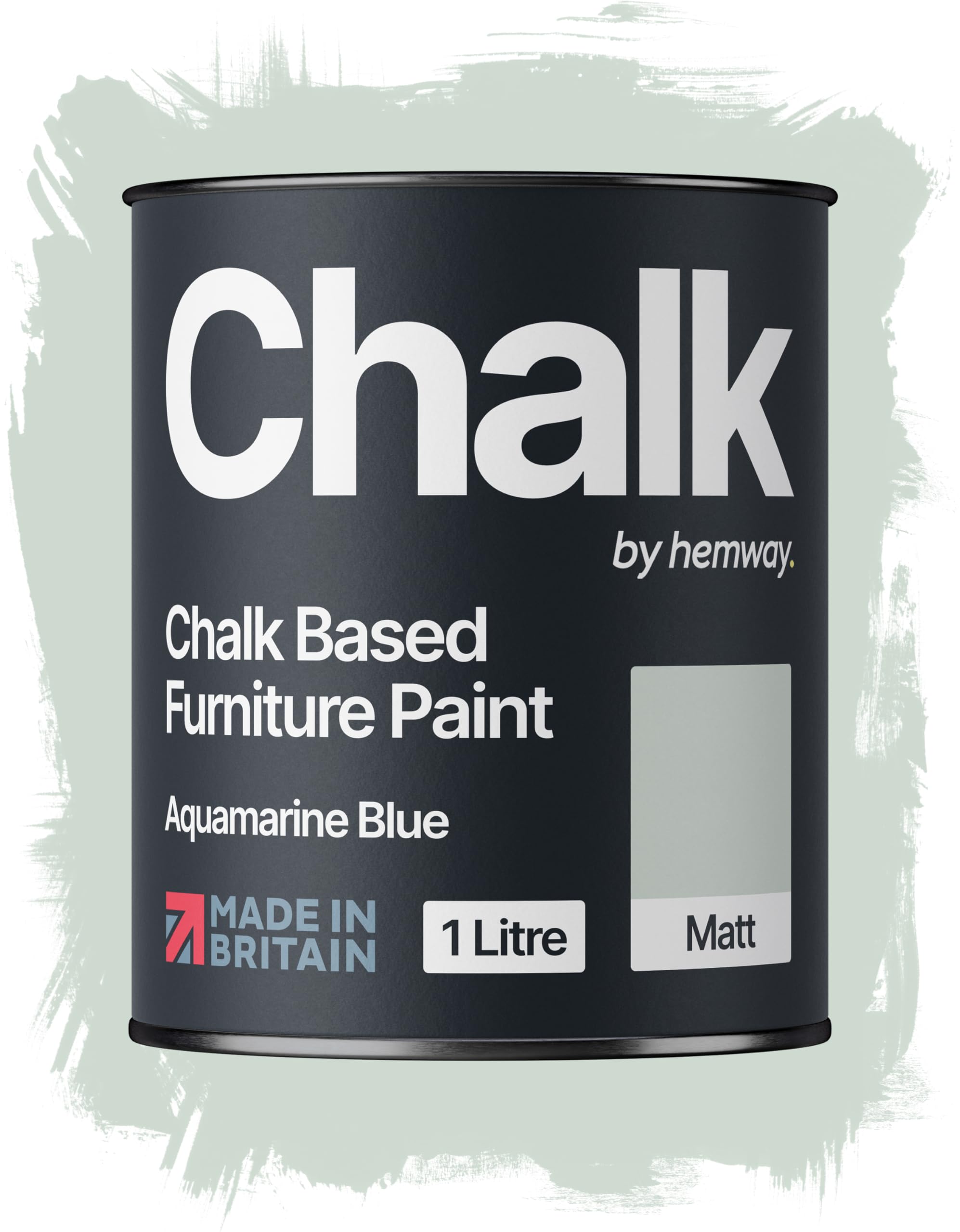 Hemway Chalk Based Furniture Paint, Aquamarine Blue 1L, Matt Finish Shabby Chic, Chalk Paint Furniture & Walls, Quick Dry & 1 Coat