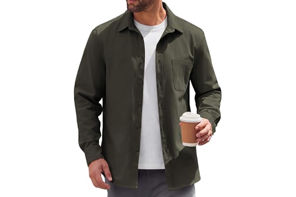 COOFANDY Mens Lightweight Button Down Shirt Jacket Casual Shacket Cotton Overshirt