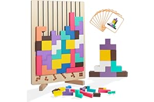 TENGANTONGDA Wooden Stacking Puzzle Toy, 3D Russian Block Puzzle Jigsaw Puzzle, Stress Montessori Toy for Boys and Girls Board Game Educational Toys for Toddlers Brain Teasers for Toddlers 3-6 Years