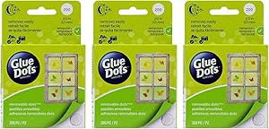 Glue Dots Removable Adhesive Dot Roll, Contains 200 (.5 Inch) Diameter Dots (08248) (Pack of 3)