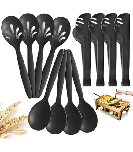 thumbnail image 2 of Keyoxy Black Serving Utensils,16 Pcs Stainless Steel Serving Utensil With Serving 2 of 11