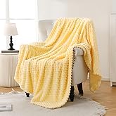 Bnuitland Light Yellow Flannel Throw Blanket (50X70 inches), 300 GSM Fleece Cozy Warm Soft Home Decor Lightweight Bed Sofa Blanket for Adults, Suitable for All Seasons.