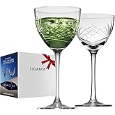 Fioance Nick and Nora Cocktail,Mocktail&Vintage Glasses Set of 2 - Handcrafted (5oz Lead-Free Crystal Coupe Glasses Set) as Manhattan, Martini - Elegant Port & Cordial, Christimas & Holiday Gifts